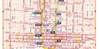 Žemėlapis Metro stotis downtown Toronto