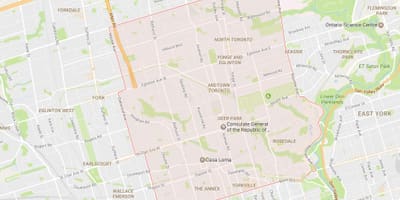 Žemėlapis Midtown kaimynystėje Toronto