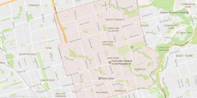 Žemėlapis Midtown kaimynystėje Toronto