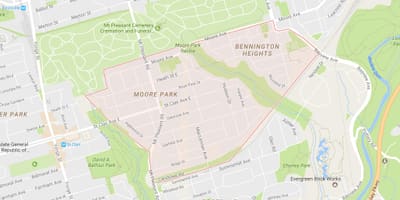 Žemėlapis Moore Parko kaimynystės Toronto