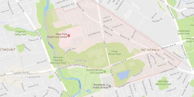 Žemėlapis Mount Dennis kaimynystės Toronto