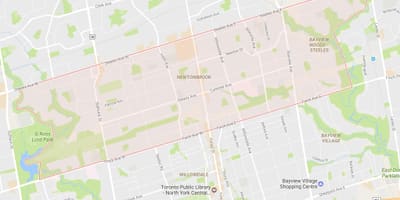 Žemėlapis Newtonbrook kaimynystės Toronto