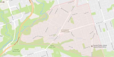 Žemėlapis O ' connor–Parkview kaimynystės Toronto