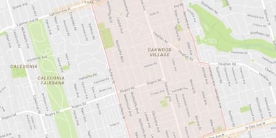 Žemėlapis Oakwood–Vaughan kaimynystės Toronto