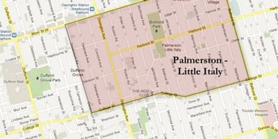 Žemėlapis Palmerston mažoji Italija Toronto