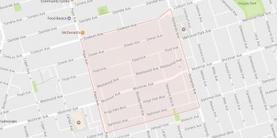 Žemėlapis Pape Kaime kaimynystės Toronto