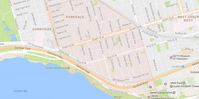 Žemėlapis Parkdale kaimynystės Toronto