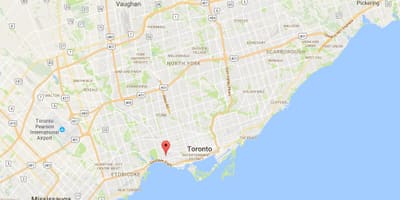 Žemėlapis Parkdale rajono Toronto