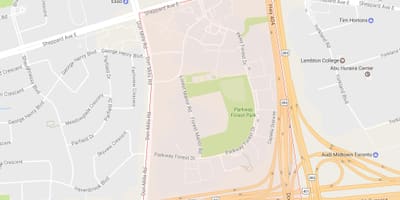 Žemėlapis Parkway Miško kaimynystės Toronto