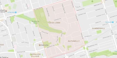 Žemėlapis South Hill kaimynystės Toronto