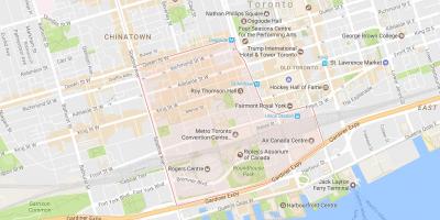 Žemėlapis Pramogų Rajonas kaimynystėje Toronto