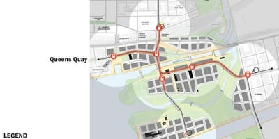 Žemėlapis Projets Rytų Kranto Rytų Bayfront Toronto