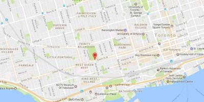 Žemėlapis Queen Street West kaimynystės Toronto