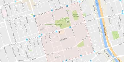 Žemėlapis Regent Parko kaimynystės Toronto