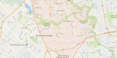 Žemėlapis Rexdale kaimynystės Toronto