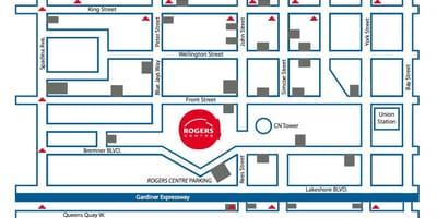 Žemėlapis Rogers centras, automobilių stovėjimo aikštelė