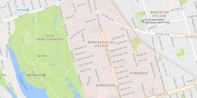 Žemėlapis Roncesvalles kaimynystės Toronto