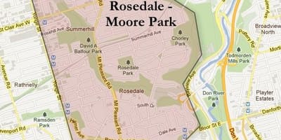 Žemėlapis Rosedale Moore Parkas, Toronto