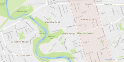 Žemėlapis Runnymede kaimynystės Toronto