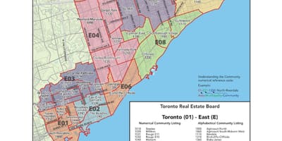 Žemėlapis rytų Torontas