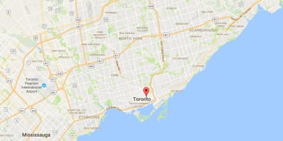 Žemėlapis Moss Park rajone Toronto