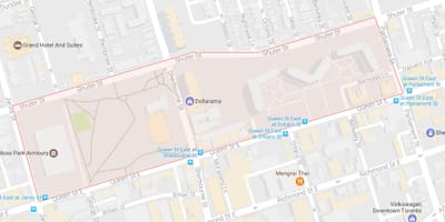 Žemėlapis Moss Parko kaimynystės Toronto