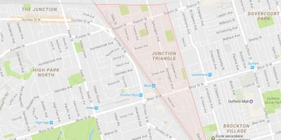 Žemėlapis Sankryžos Trikampis kaimynystėje Toronto