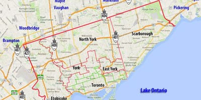 Žemėlapis savivaldybės Toronto