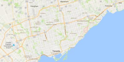 Žemėlapis Scarborough Kaimas rajono Toronto