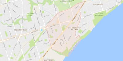Žemėlapis Scarborough Kaime kaimynystės Toronto
