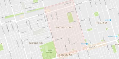 Žemėlapis Seaton Kaime kaimynystės Toronto