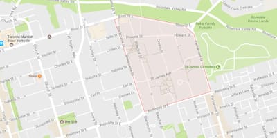 Žemėlapis Sent Džeimsas Miesto kaimynystės Toronto