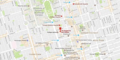 Žemėlapis Sickkids Toronto
