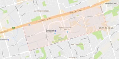 Žemėlapis Skarboras Miesto Centro kaimynystės Toronto
