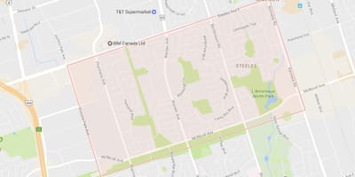Žemėlapis Steeles kaimynystės Toronto
