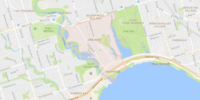 Žemėlapis Swansea kaimynystės Toronto