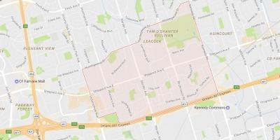 Žemėlapis Ten O'Shanter – Sullivan kaimynystės Toronto