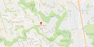 Žemėlapis Thistletownneighbourhood kaimynystės Toronto