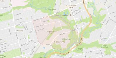 Žemėlapis Thorncliffe Parko kaimynystės Toronto