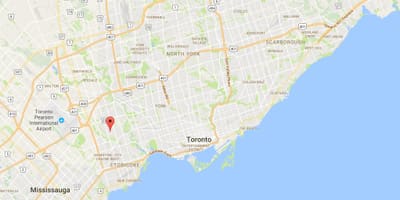 Žemėlapis Thorncrest Kaimas rajono Toronto
