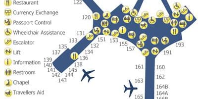 Žemėlapis Torontas Pearson oro uosto terminalas 1