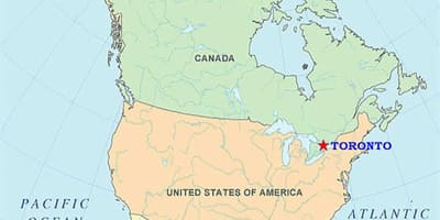 Žemėlapis Toronto dėl jungtinės amerikos valstijos