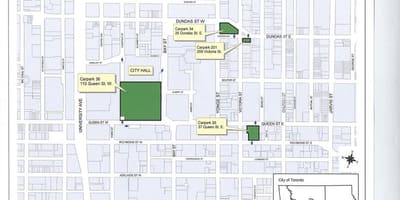 Žemėlapis Toronto City Hall automobilių stovėjimo aikštelė