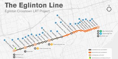 Žemėlapis metro Toronto Eglinton linijos projektas
