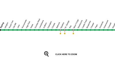 Žemėlapis Toronto metro linija 2 Bloor-Danforth