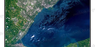 Žemėlapis iš Toronto Ontario ežero palydovinių