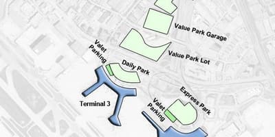 Žemėlapis Toronto oro uoste Pearson automobilių stovėjimo aikštelė
