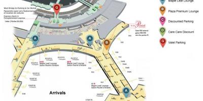 Žemėlapis Toronto Pearson tarptautinis oro uostas, atvykimo terminalo