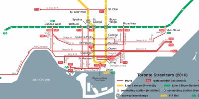 Žemėlapis Toronto tramvajaus sistema