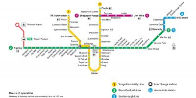 Žemėlapis Toronto TTC metro